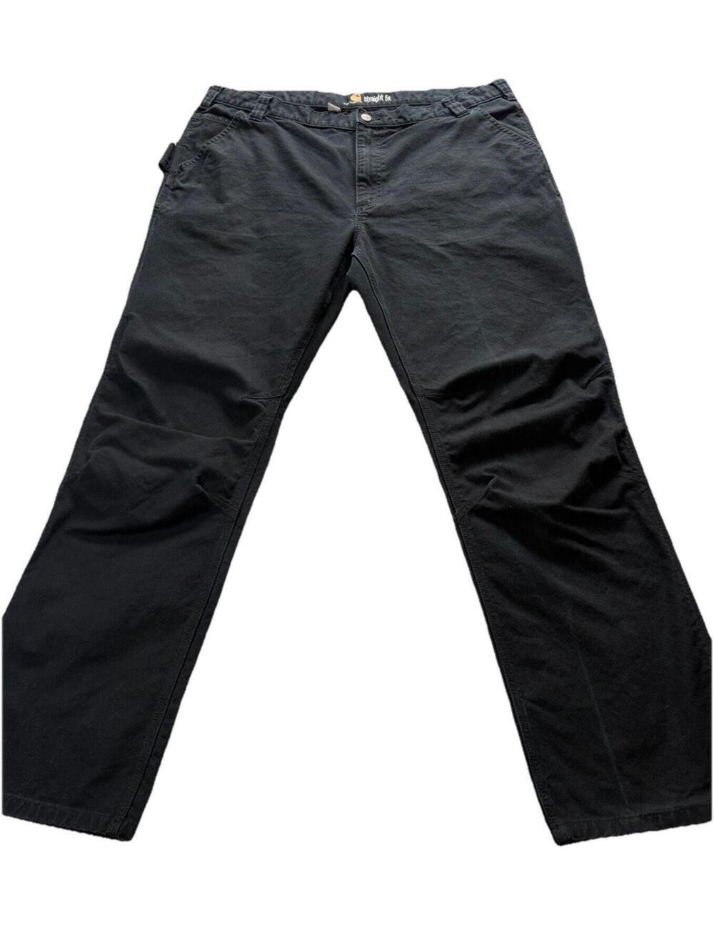 Carhartt Men's Sz 43x32 Cargo Carpenter Straight Fit Black Denim Jeans EUC